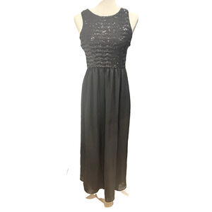 Pinkblush Womens A Line Maxi Dress Black Scoop Neck Sleeveless Sequin Size L